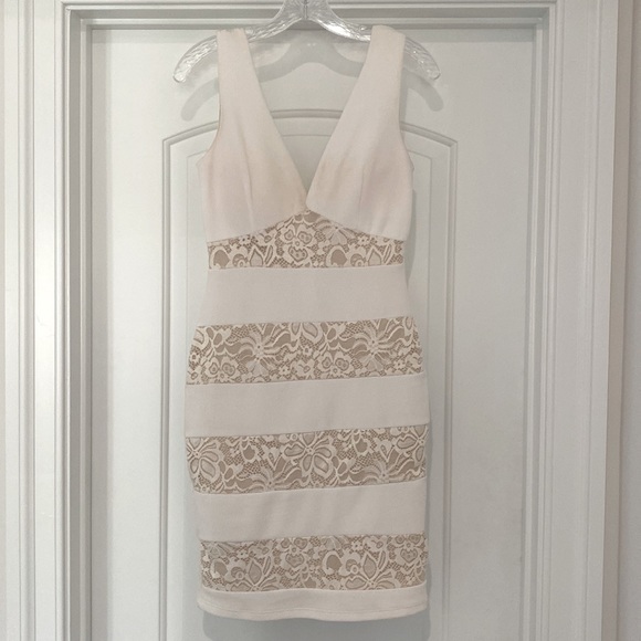 White and Tan Dress - Size US Medium - Picture 1 of 2